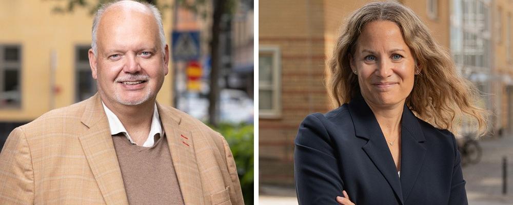 Till vänster, Pär Larshans, hållbarhetschef på Ragn-Sells och till höger, Sara Stiernström, produktutvecklingschef på EasyMining. Foto: Ragn-Sells.