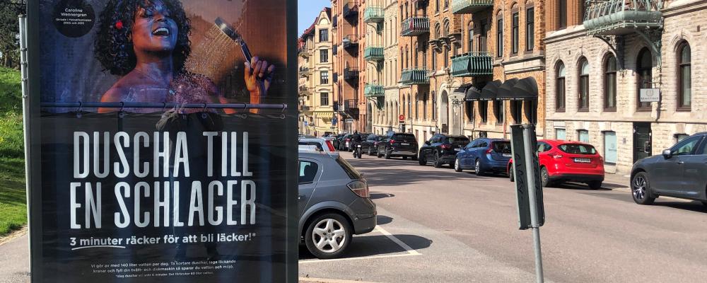 Caroline Wennergren var en av Melloartisterna som uppmanade göteborgarna att duscha till en schlager i maj 2024. Foto: johan Flanke