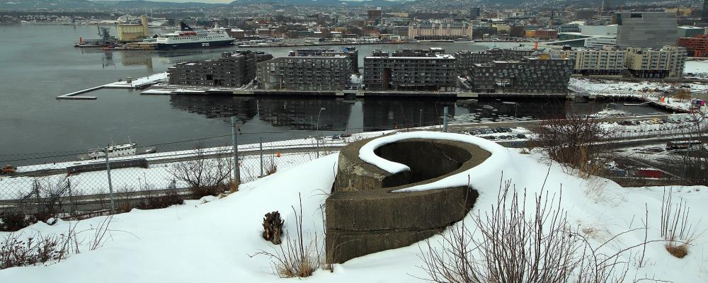 Oslofjorden sedd från Ekeberg. En ny dagvattentunnel ska leda vatten från Ekebergområdet direkt till fjorden. Foto: Chekotay/Wikimedia Commons/https://commons.wikimedia.org/wiki/File:Ekeberg_bunker.jpg