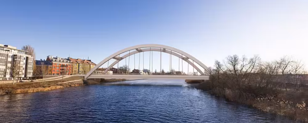 Exempel på nya Långebro bro, vy från norr. Illustration: Kristianstads kommun