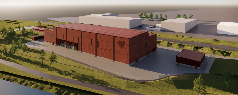 Det nya vattenverket ska byggas intill det befintliga Minnesgärde vattenverk, i södra delen av Östersund. Skiss: Östersunds kommun