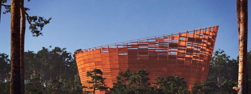 Skissbild av Lyra, Örebros nya vattenreservoar. Pressbild: Lars Anfinset, Ett Ark Arkitektur
