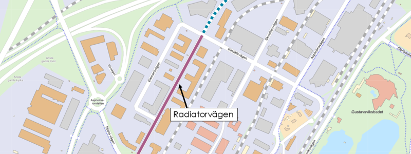 Framkomligheten för biltrafik påverkas under byggtiden. Radiatorvägen stängs av i etapper, men verksamheterna i området förblir tillgängliga via alternativa infarter. Bild: Örebro kommun