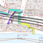 Gult område visar var VA-arbetet på Östra Nygatan för att förbereda för Norrbotniabanan väntar. Karta: Skellefteå kommun