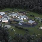 Tidig visionsbild över det nya avloppsreningsverket Ängens ARV. En bild som kommer att justeras. Bild: Lidköping miljö och teknik