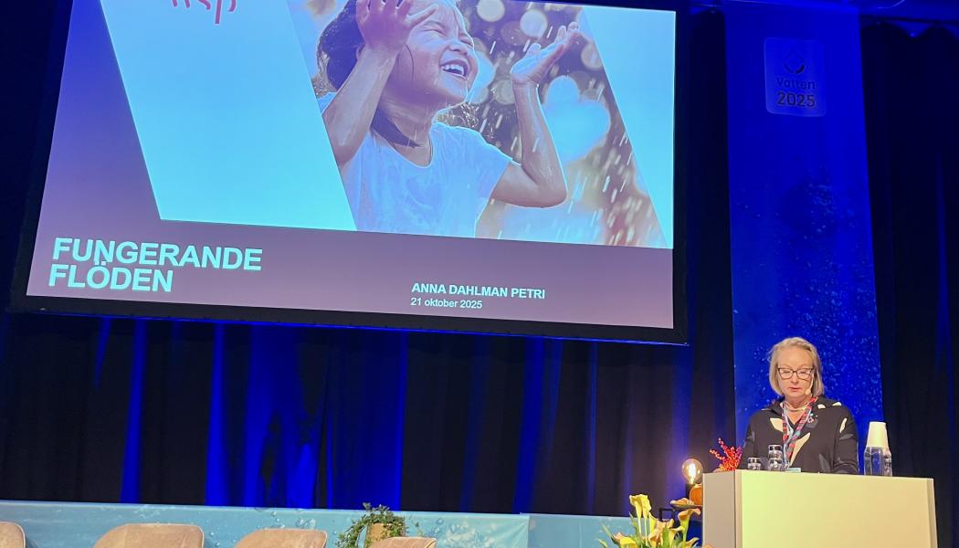 ”Kommunerna tar ansvar, men förutsättningarna skiljer sig stort. Utan statlig samordning och riktade stöd riskerar skillnaderna att öka”, säger Anna Dahlman Petri, som presenterade WSP:s rapport på VA-mässan Vatten2025.