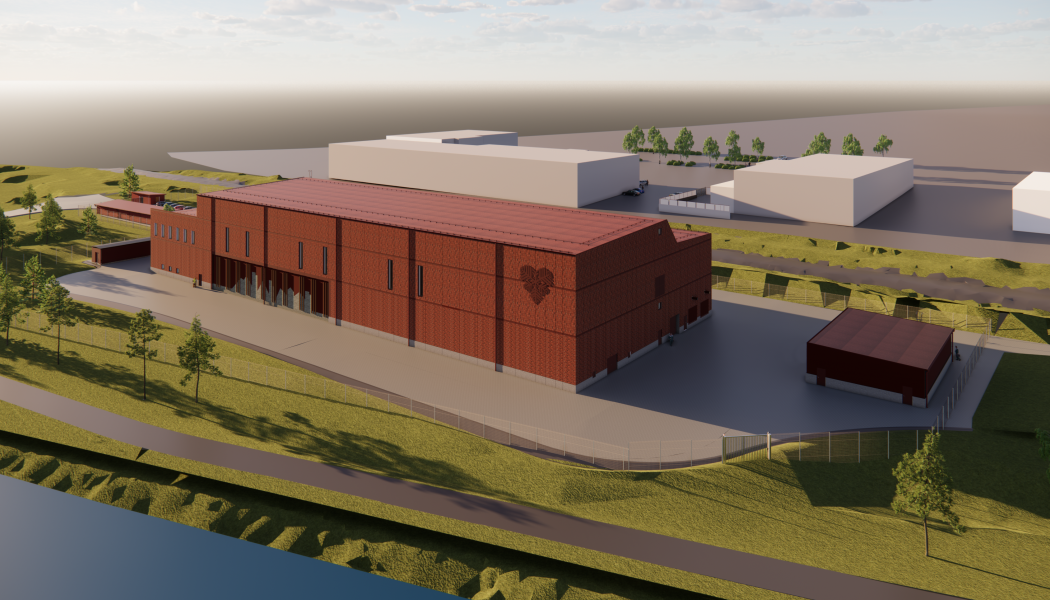 Det nya vattenverket ska byggas intill det befintliga Minnesgärde vattenverk, i södra delen av Östersund. Skiss: Östersunds kommun