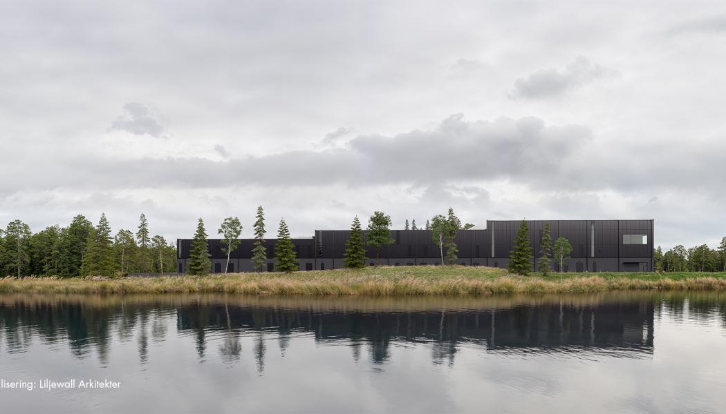 Järfällas framtida vattenverk. Visualisering: Liljewall Arkiteketer