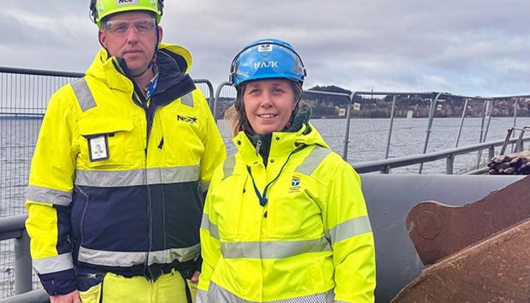 Mattias Svelander, projektchef, NCC och Sofia Grelsson, byggprojektledare, Östersunds kommun. Pressbild: Östersunds kommun