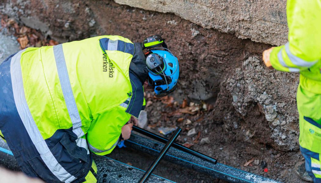 Grävarbete på Östgötagatan. Foto: Joakim Sjöholm, Tekniska verken