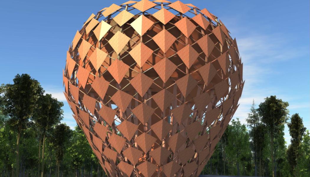 Illustration av det nya kottformade vattentornet i Klövskog.
Bild: Arkitekt Risto Ala-Aho / FCG Finnish Consulting Group