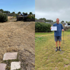 Uwe Deschenhalms gräsmatta lyste gult i solen. Fotograf/Källa: Uwe Deschenhalm