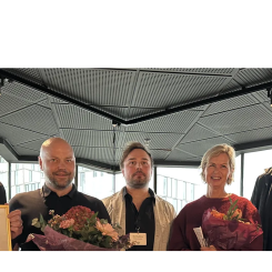 Vinnarkommunen Älvsbyns representanter tillsammans med juryns ordförande Gunilla Hultgren Karell. Foto: Svenskt Vatten