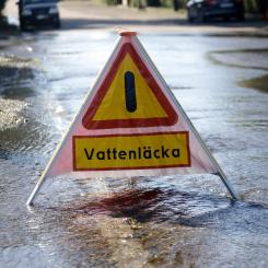 En större vattenläcka har uppstod i ledningsnätet i stadsdelen Ramlösa i Helsingborg.  Foto: NSVA
