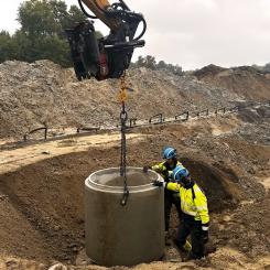 Ny avloppsledning vid Södra Kringelvägen. Ett av flera stora VA-projekt i Hässleholms kommun. Foto: Hässleholms Miljö.