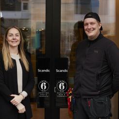 Katrine Kjøller, konsult på Unidrain och Morten Friis Gall vid Scandic Nørreport i Köpenhamn. Foto: Scandichotell
