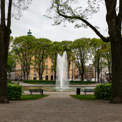 Fontänen på Karlaplan i Stockholms innerstad. Foto: Pedro Gandra /Unsplash